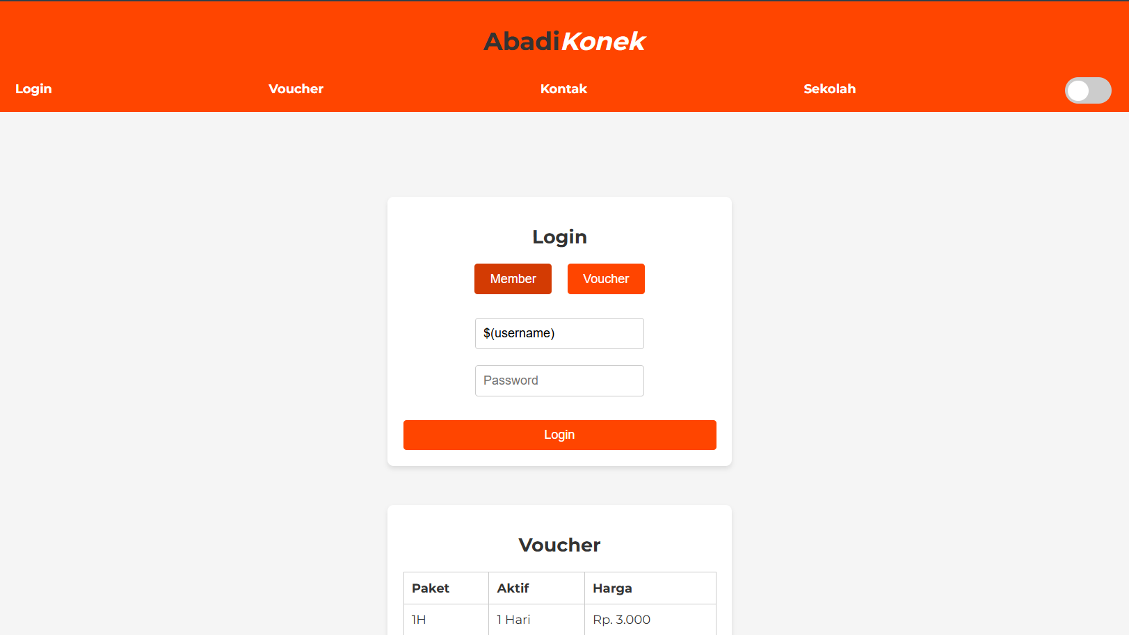 landing page